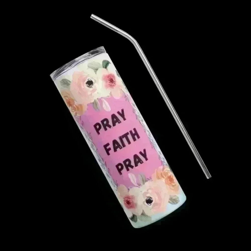 Pray /faith 20 oz tumbler with straw - Picture 3 of 3